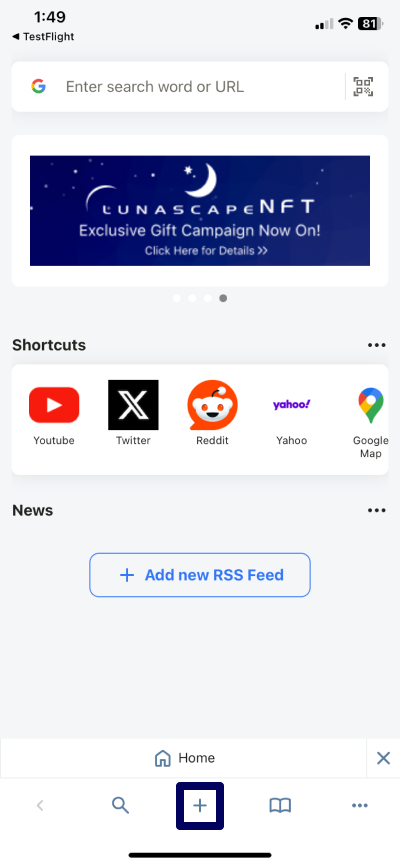 To add a tab