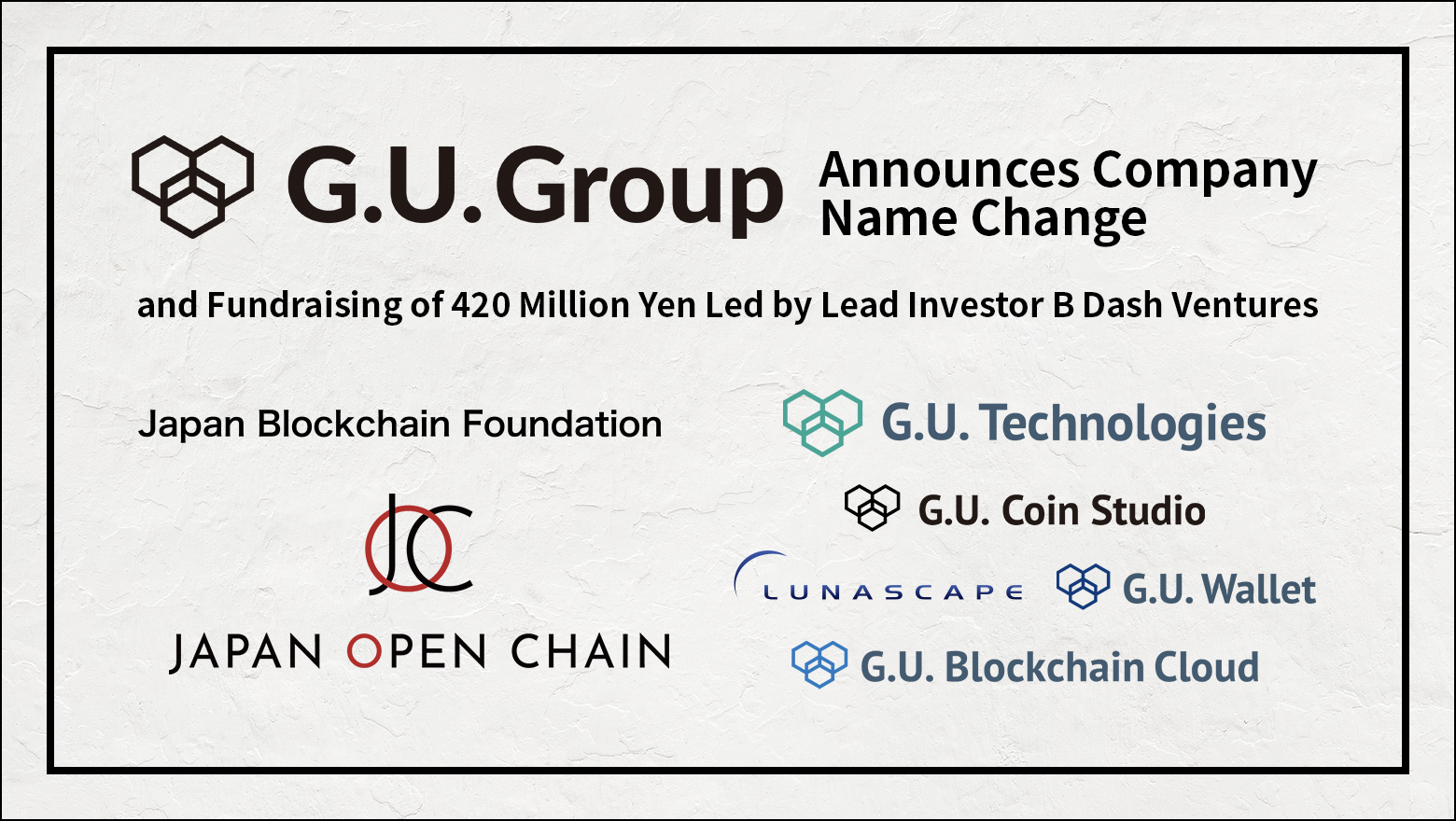 G.U.Group Announces Company Name Change and Fundraising of 420 Million Yen Led by Lead Investor B Dash Venture